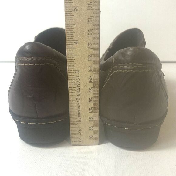 Clarks bendables Shoe Women 8.5M Dark Brown Leather Comfort Casual Slip On Flats - Picture 9 of 11